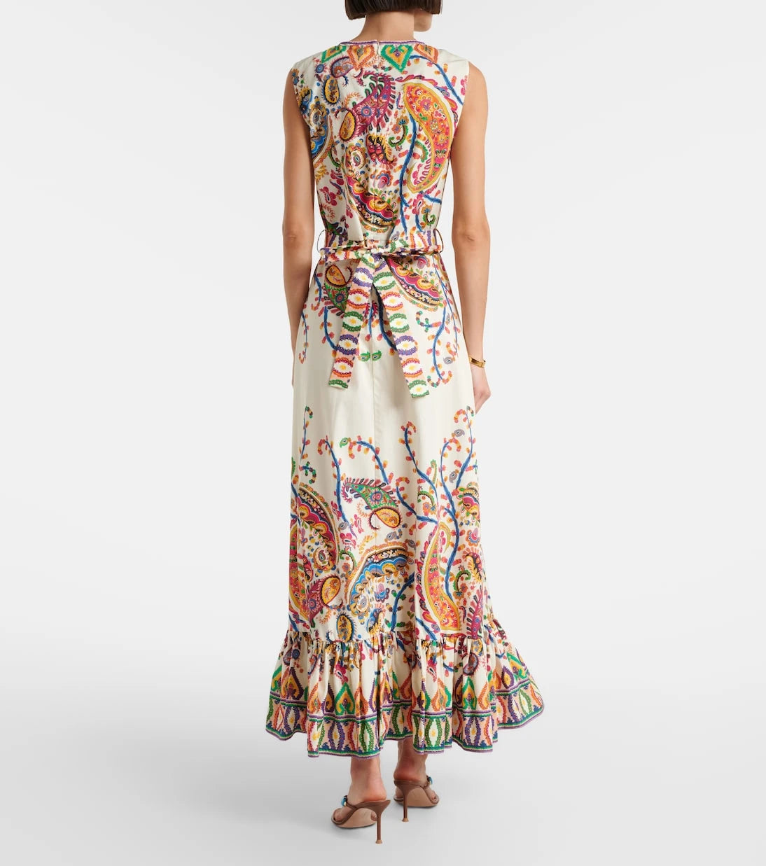 Etro - فستان ماكسي قطني مطبوع بحزام