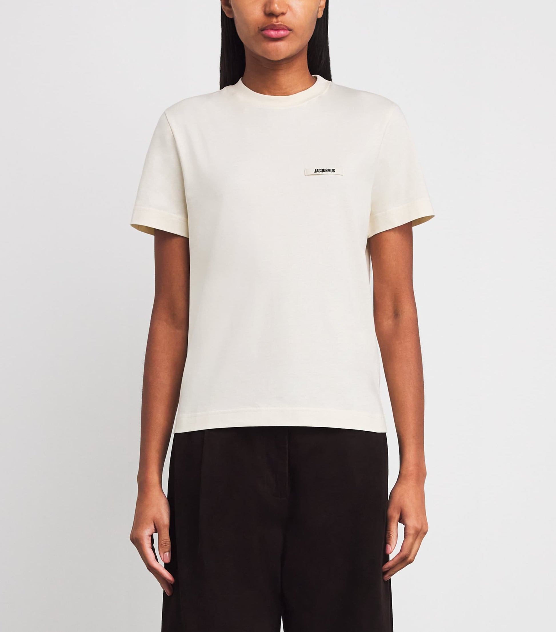 Jacquemus Beige Cotton Grosgrain Logo T-Shirt