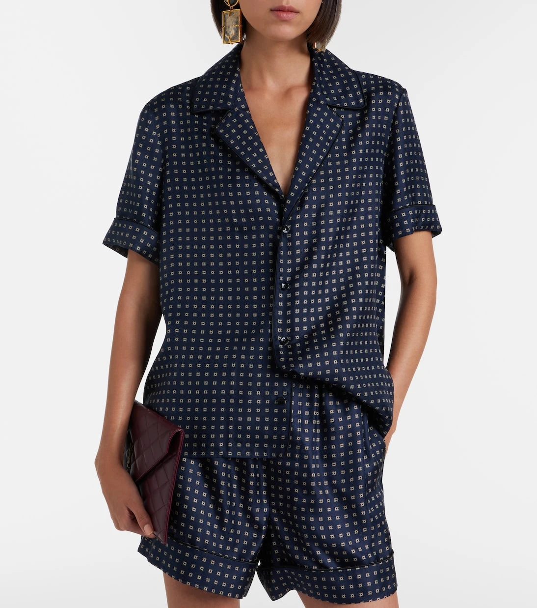 Saint Laurent - Printed silk satin pajama shirt
