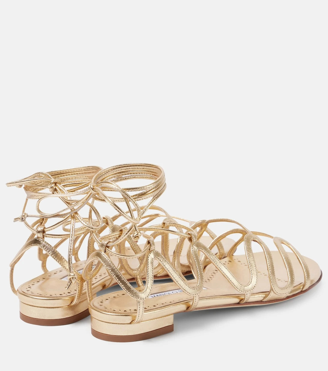 Manolo Blahnik - Fawdaflat metallic leather sandals