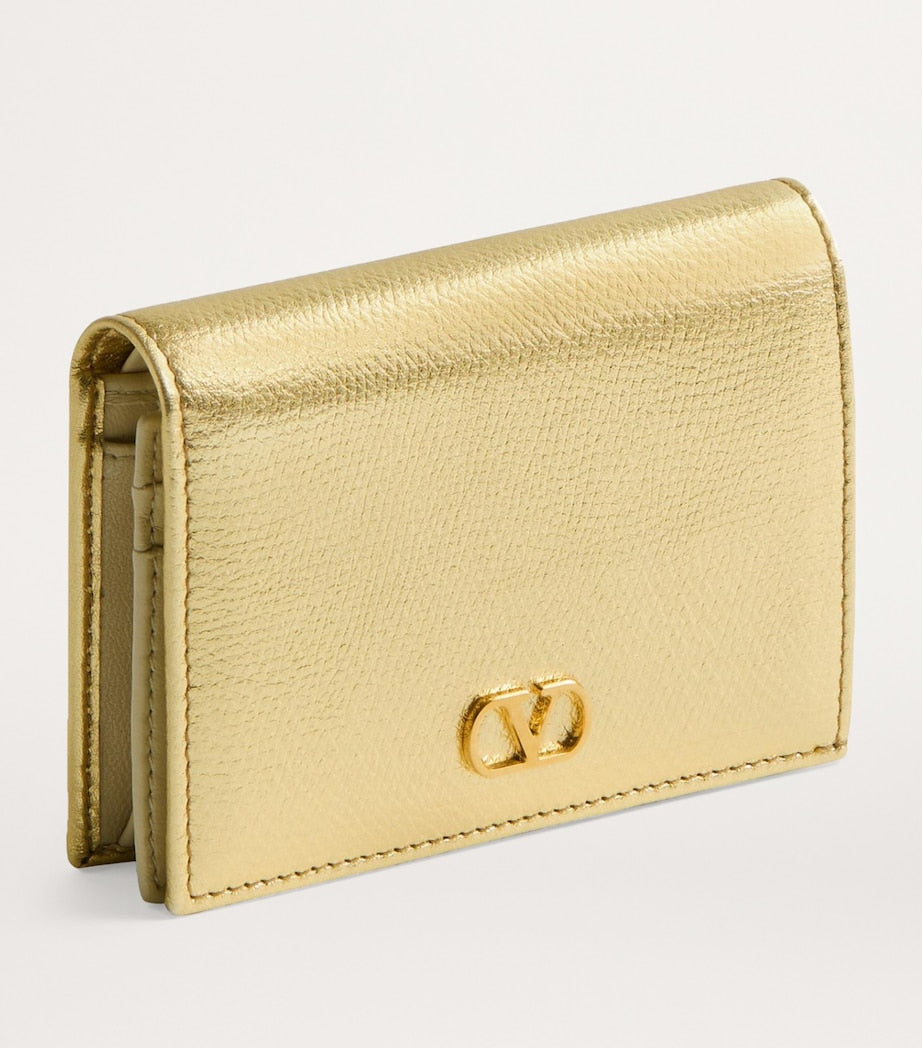 Valentino Garavani Gold Leather VLogo Signature Bifold Wallet