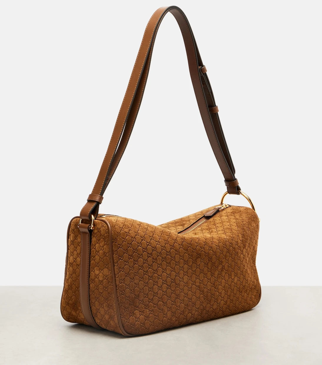 Gucci - Half Horsebit Medium suede shoulder bag