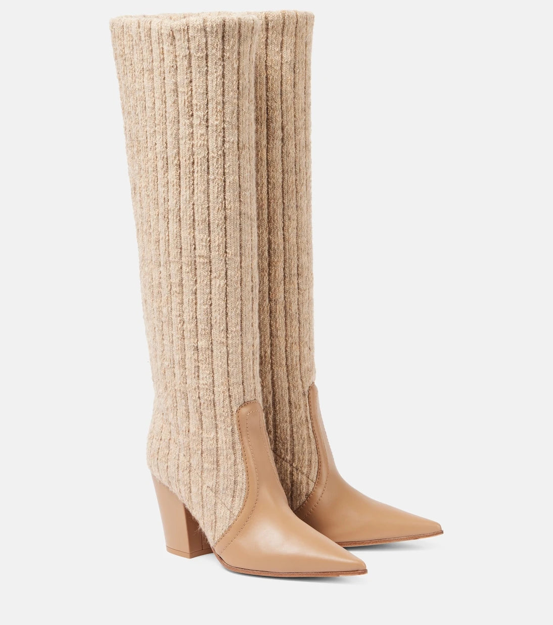 Gianvito Rossi - Leather-trimmed knee-high boots