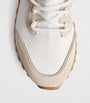 Eleventy White Suede-Trim Low-Top Sneakers