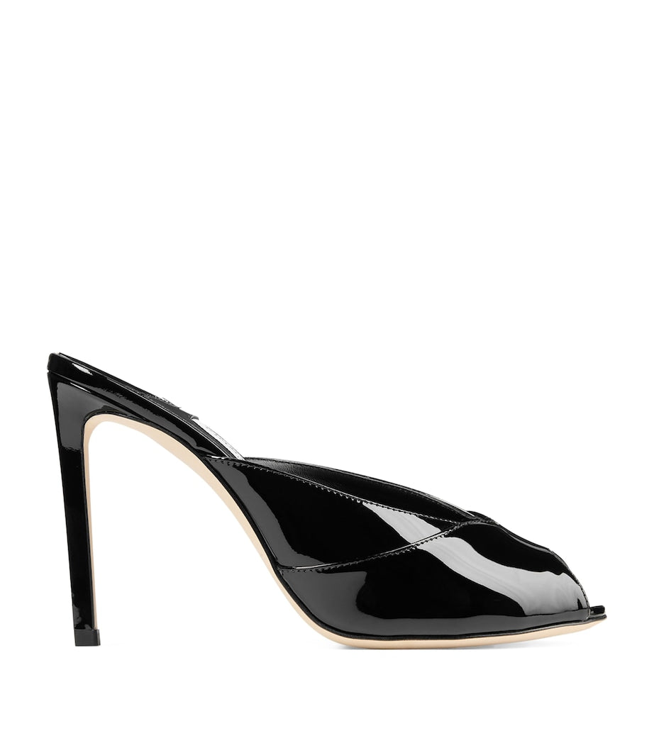 Jimmy Choo Black Brigitte 100 Patent Leather Mules