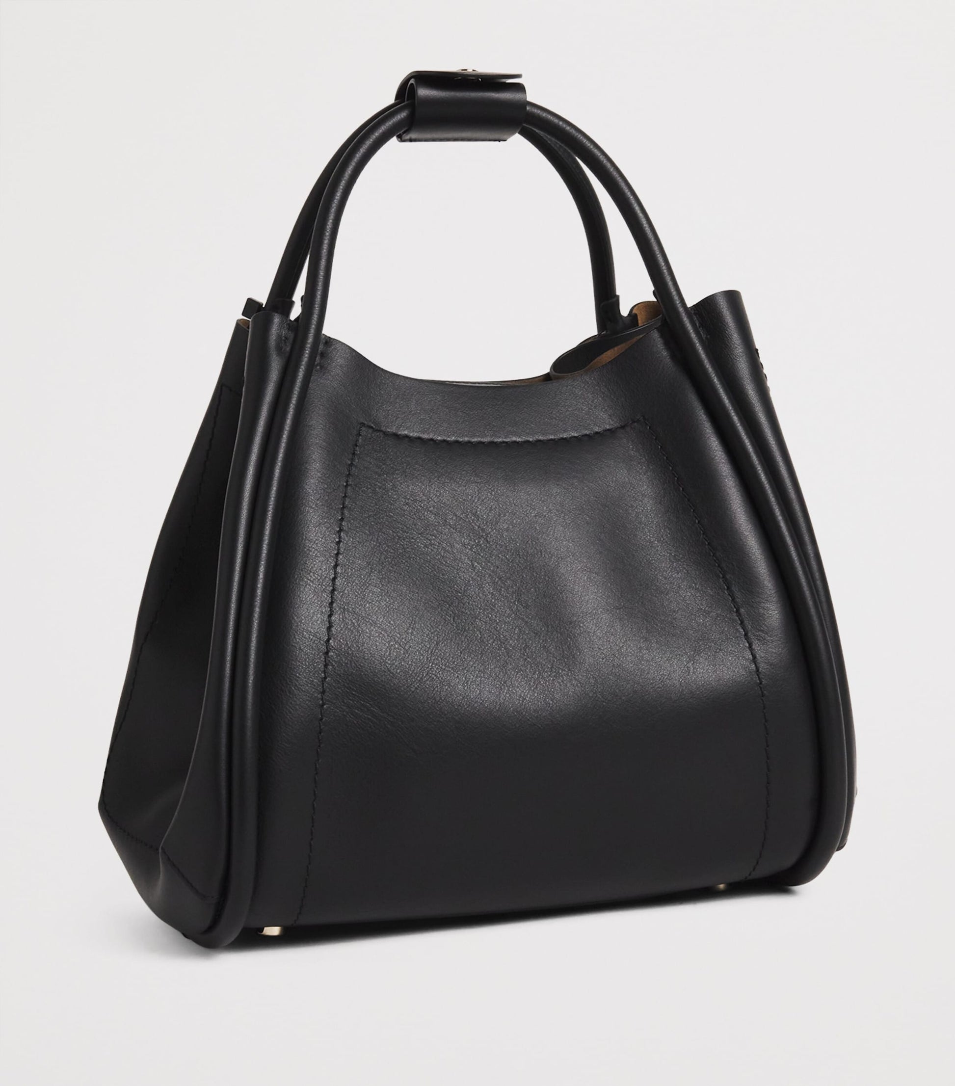 Black Small Leather Marine Top-Handle Bag