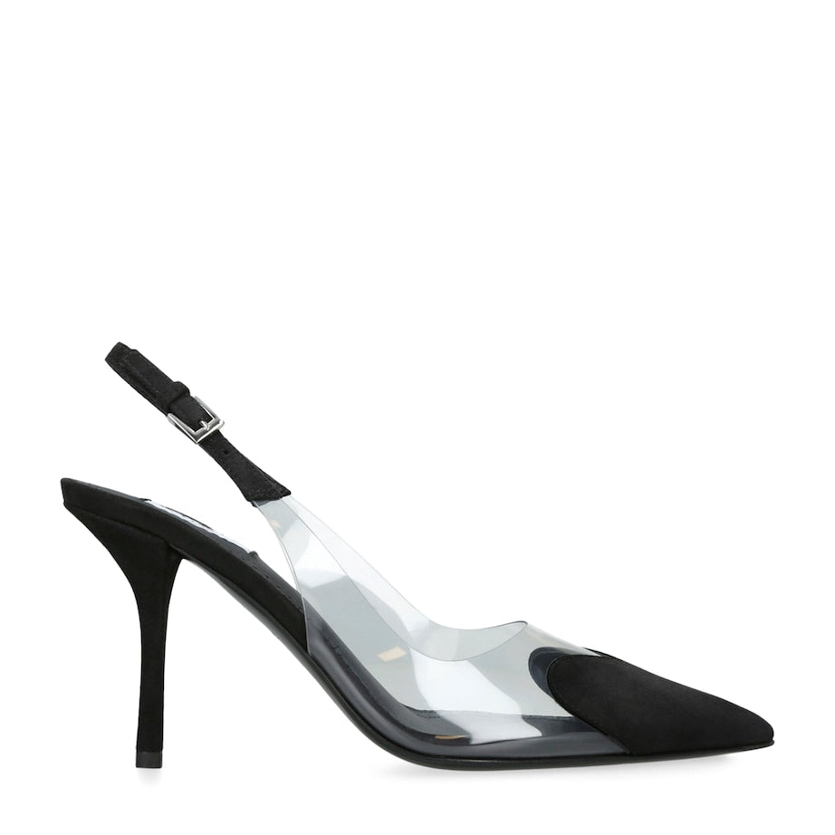 Alaïa Black Suede Coeur Slingback Pumps 90