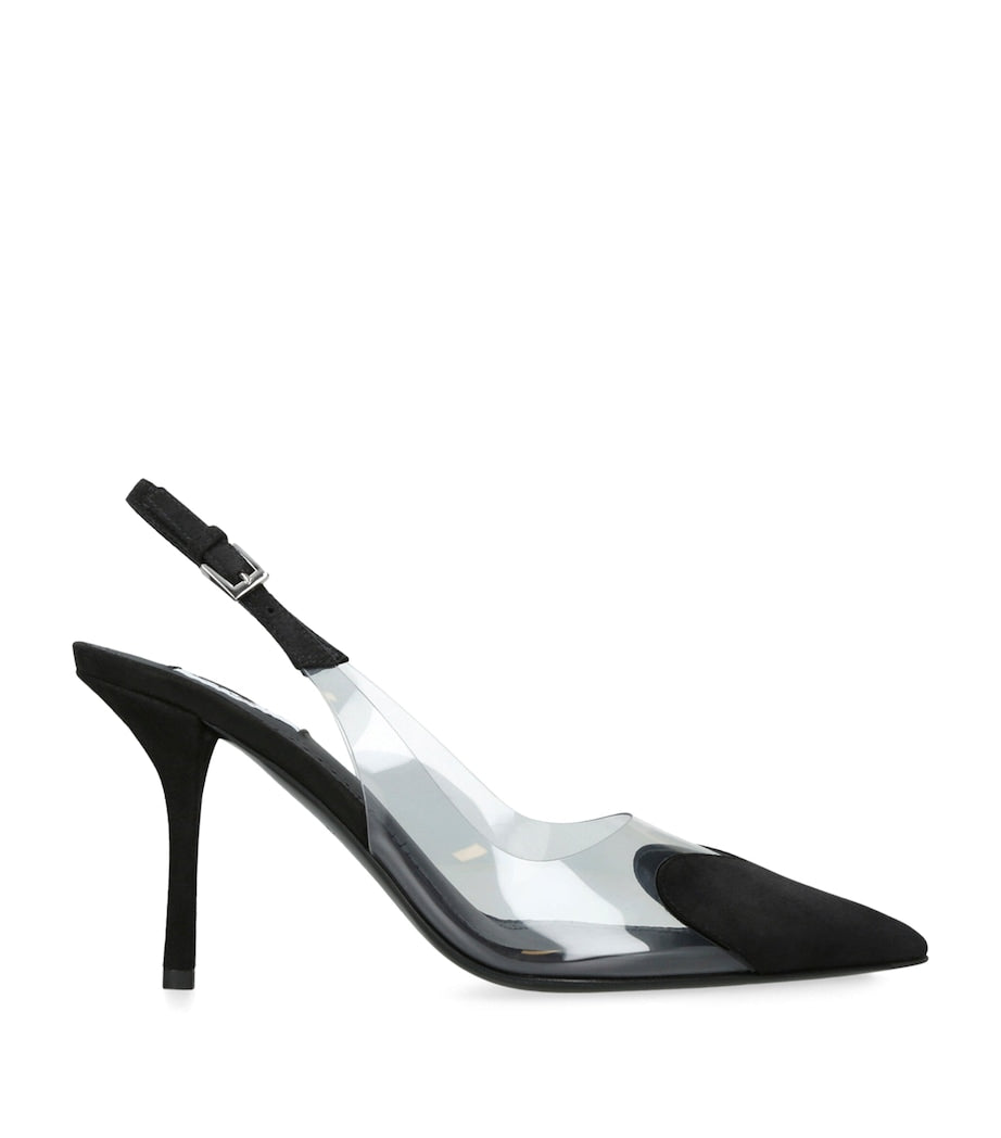 Alaïa Black Suede Coeur Slingback Pumps 90