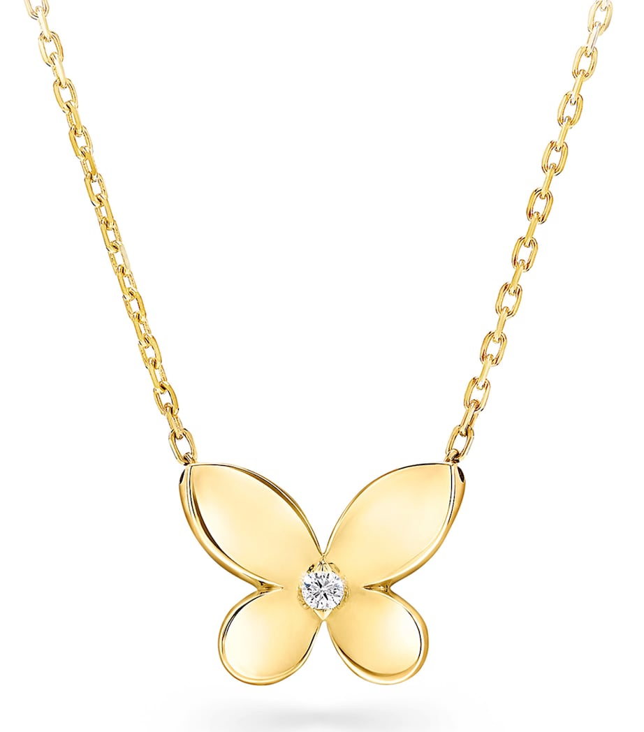 Mini Yellow Gold and Diamond Butterfly Necklace