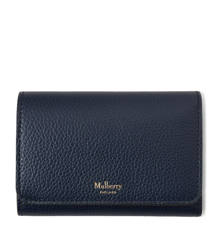 Mulberry Blue Small Leather Continental Trifold Wallet