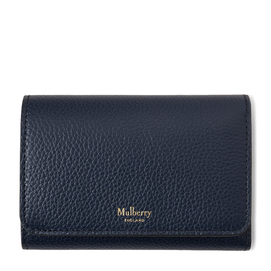 Mulberry Blue Small Leather Continental Trifold Wallet