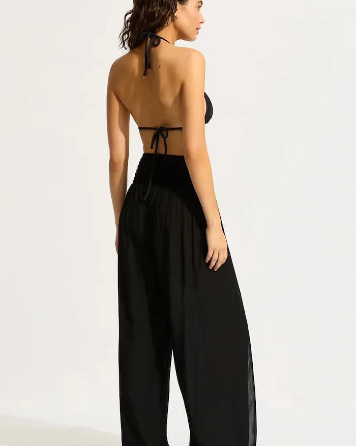 Seafolly Kadın Viskon Shirred Waist Wrap Pantolon
