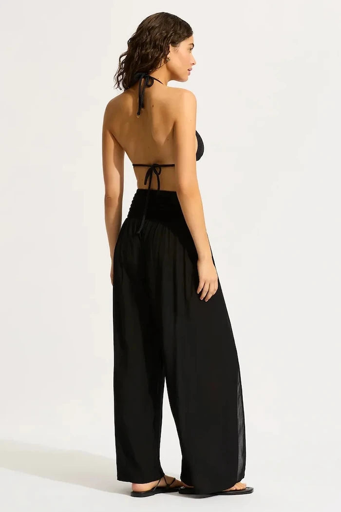 Seafolly Kadın Viskon Shirred Waist Wrap Pantolon