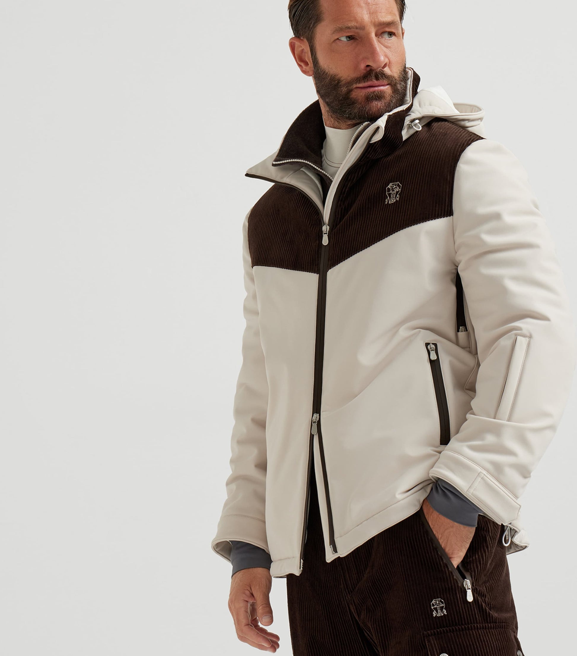 Brunello Cucinelli Brown Corduroy-Detail Mountain Jacket