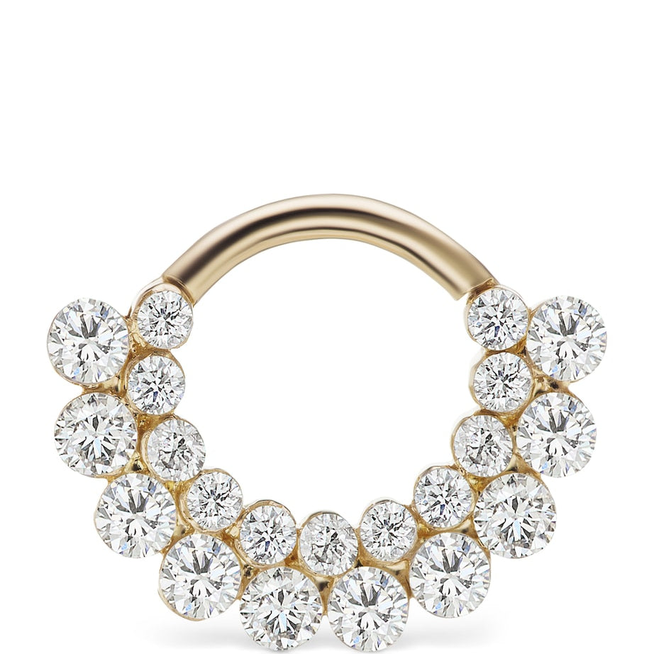 Yellow Gold Invisible Diamond Apsara Hoop Earring (6.5mm)