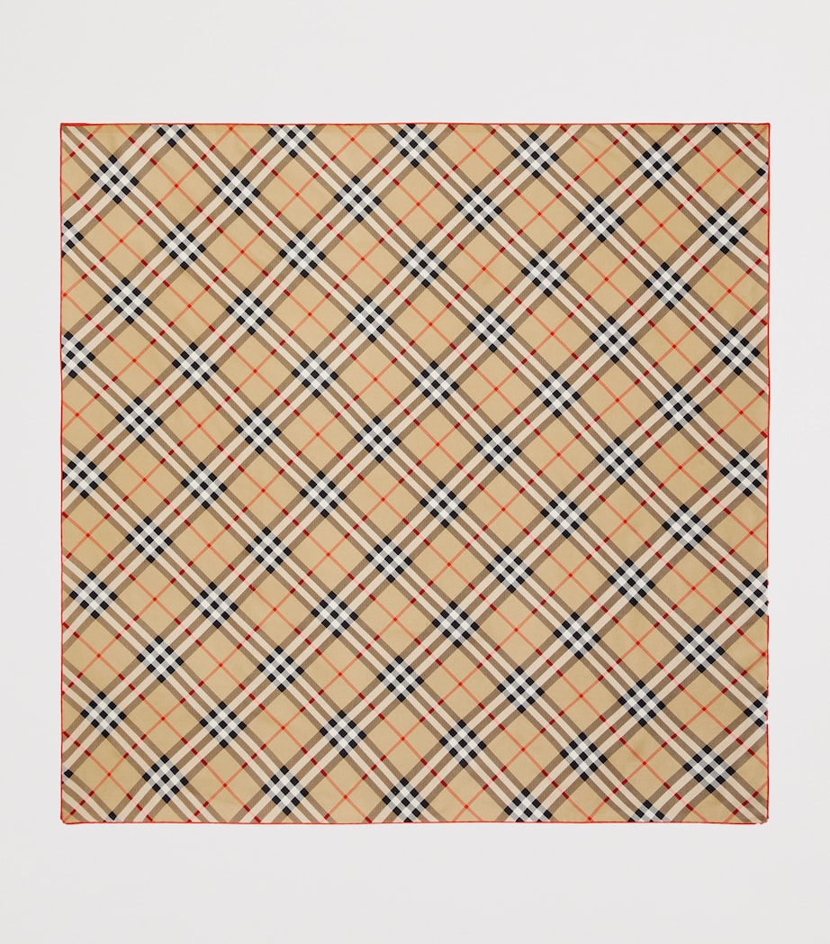 Beige Silk Check Scarf