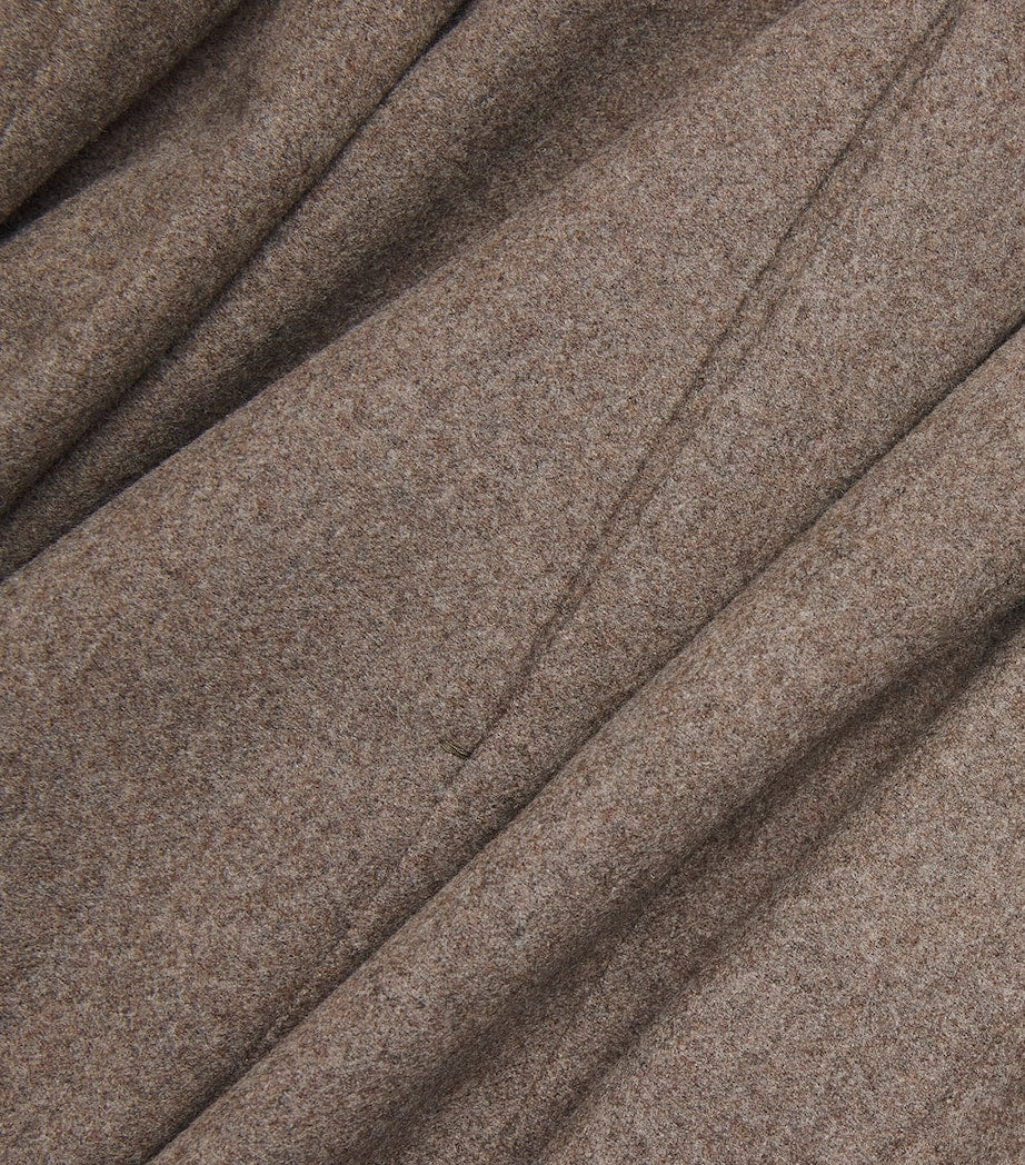 Stretch Wool Flared Maxi Skirt