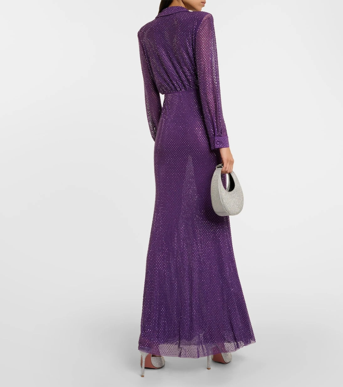 Self-Portrait - Embellished mesh maxi dress