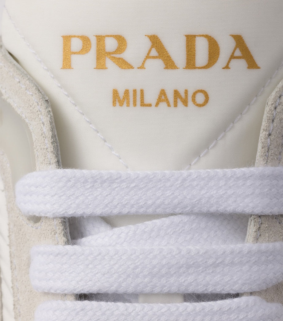 Prada White Re-Nylon and Suede Prax 2.0 Low-Top Sneakers