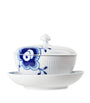Blue Fluted Mega Bowl with Lid and Saucer (12.5cm)
