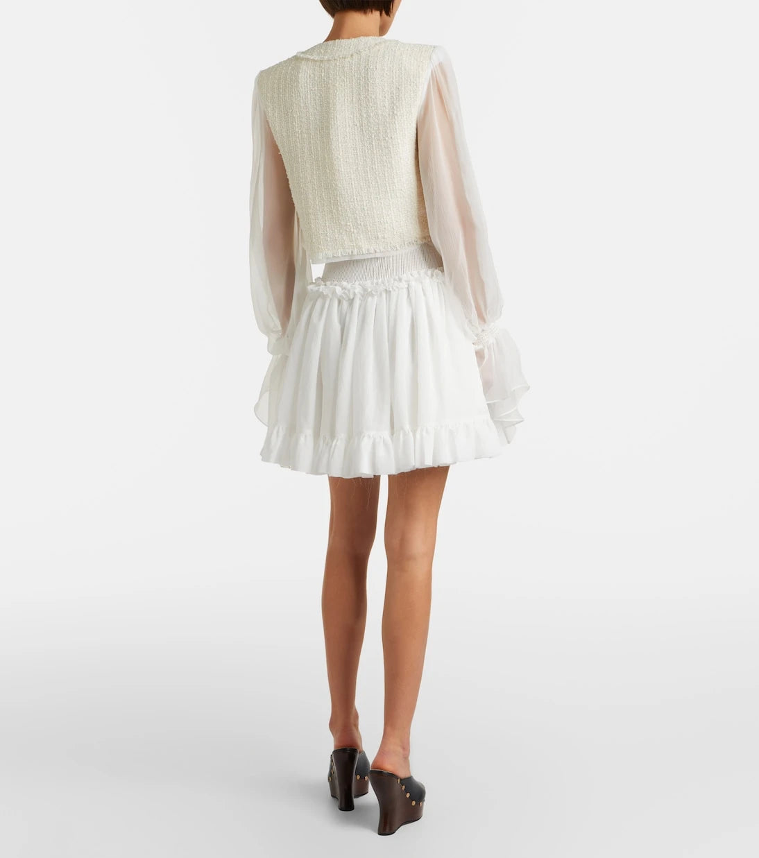Balmain - Ruffled poplin miniskirt