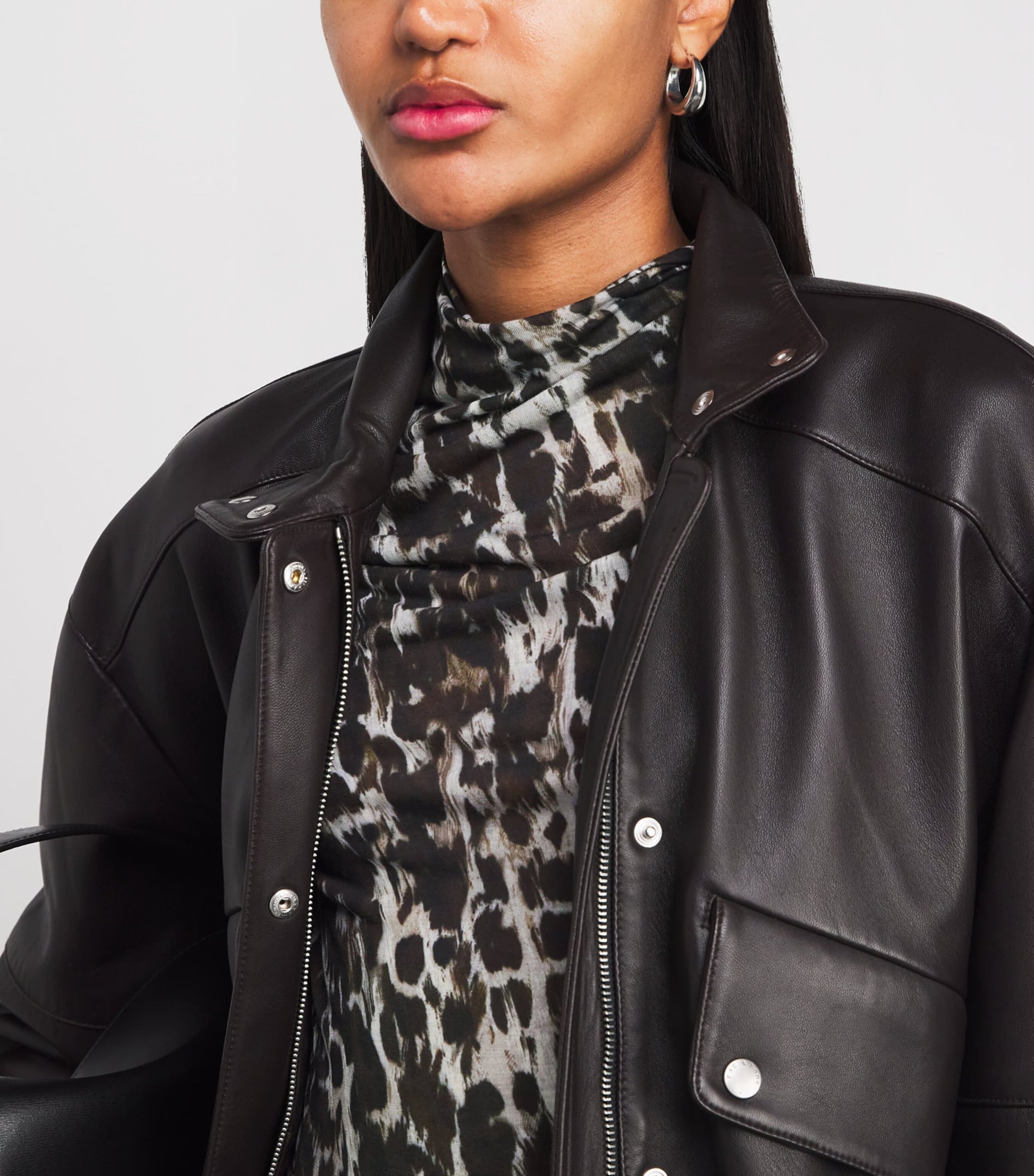 CAMILLA AND MARC Brown Leopard Print Plumage Top