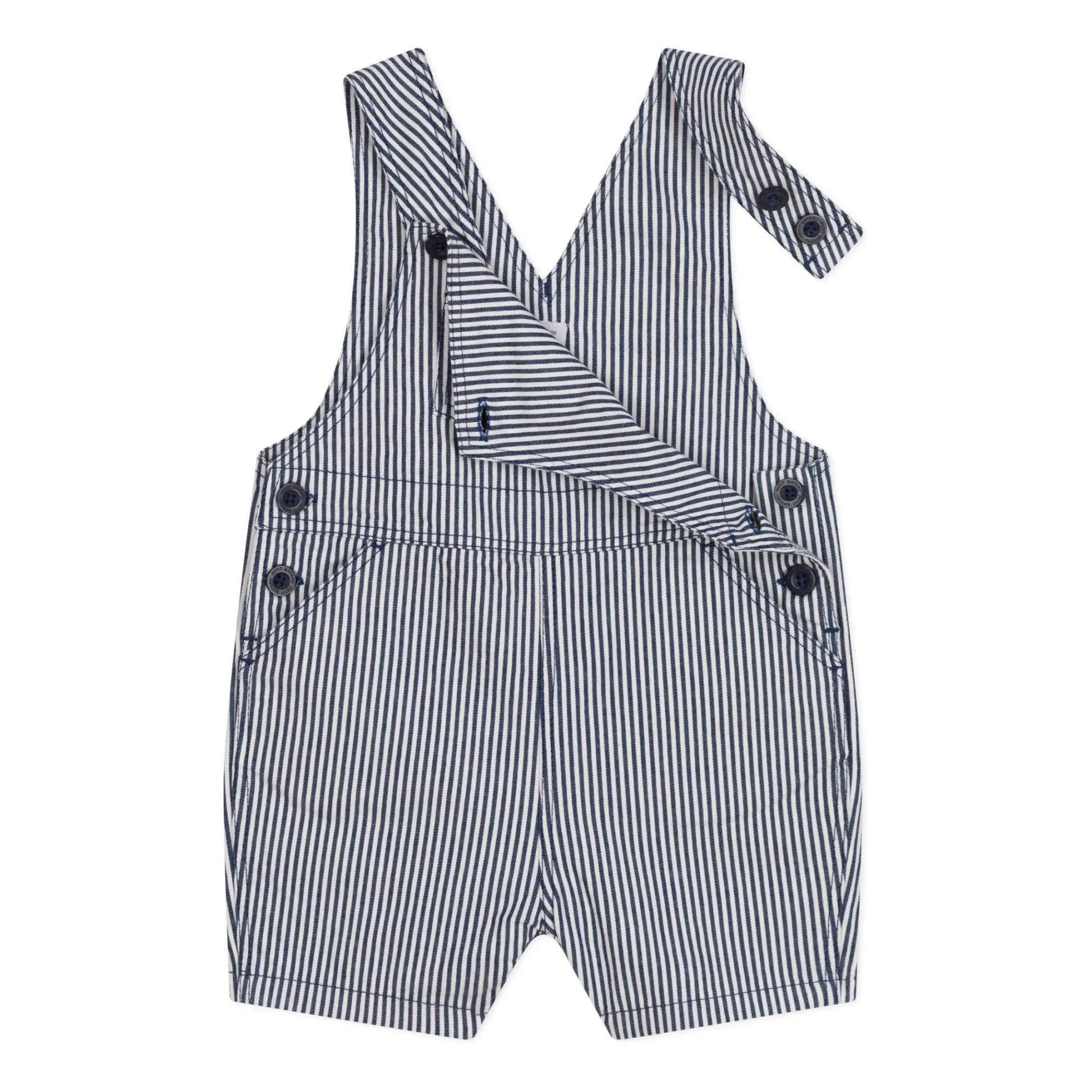 Petit Bateau - Striped Mini Dungarees | Navy blue