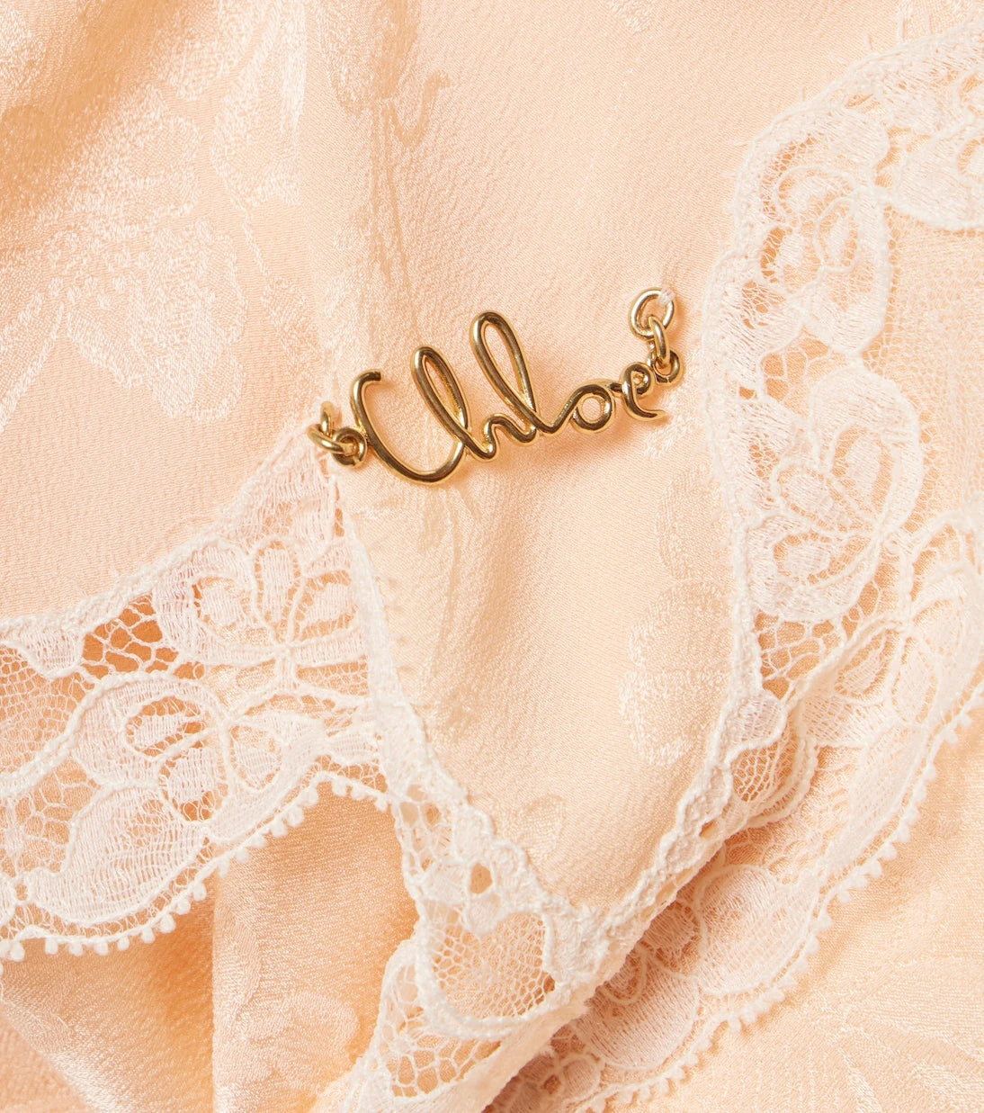 Chloé - Embellished lace-trimmed silk jacquard scarf