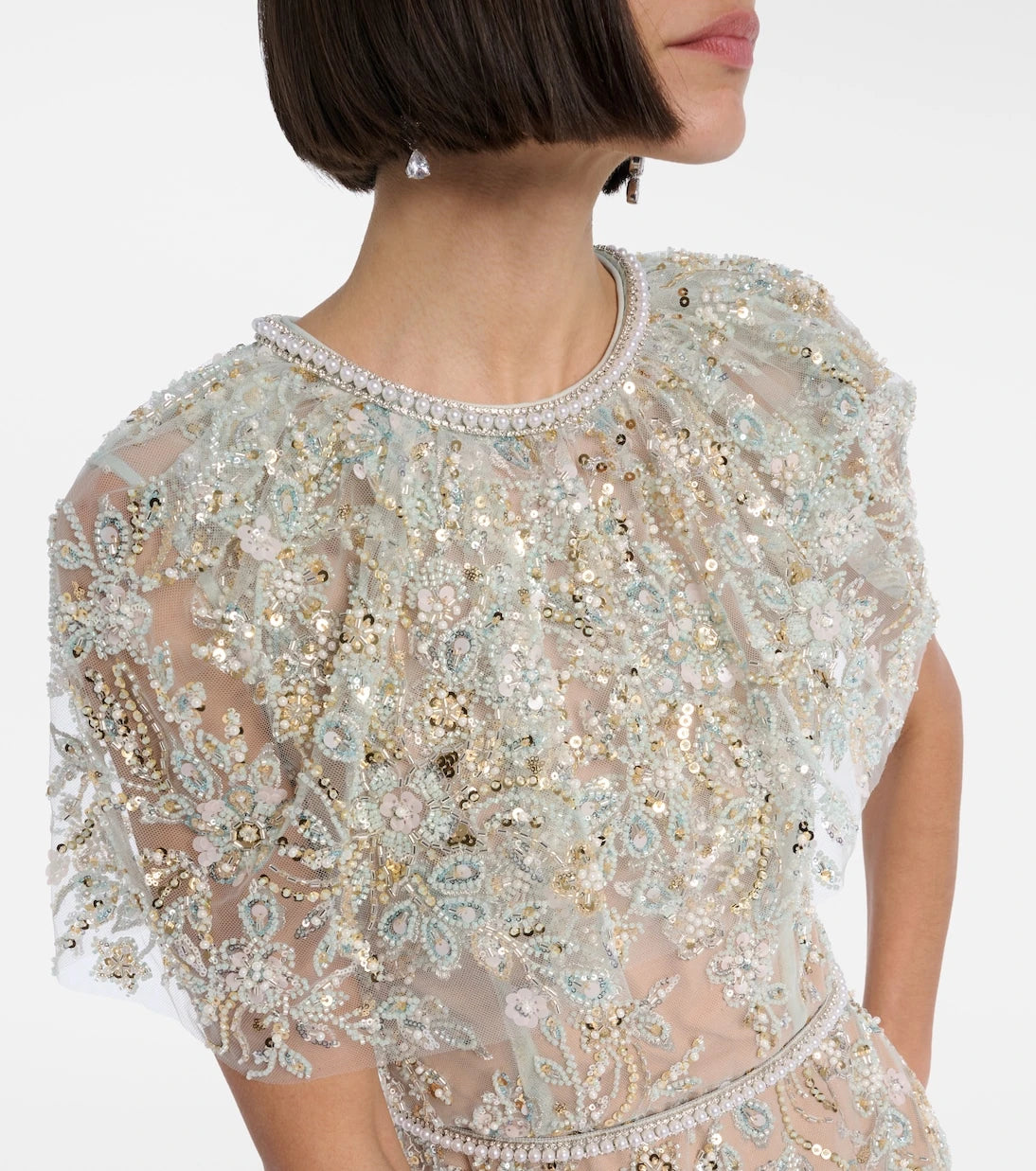 Self-Portrait - Embellished caped maxi dress