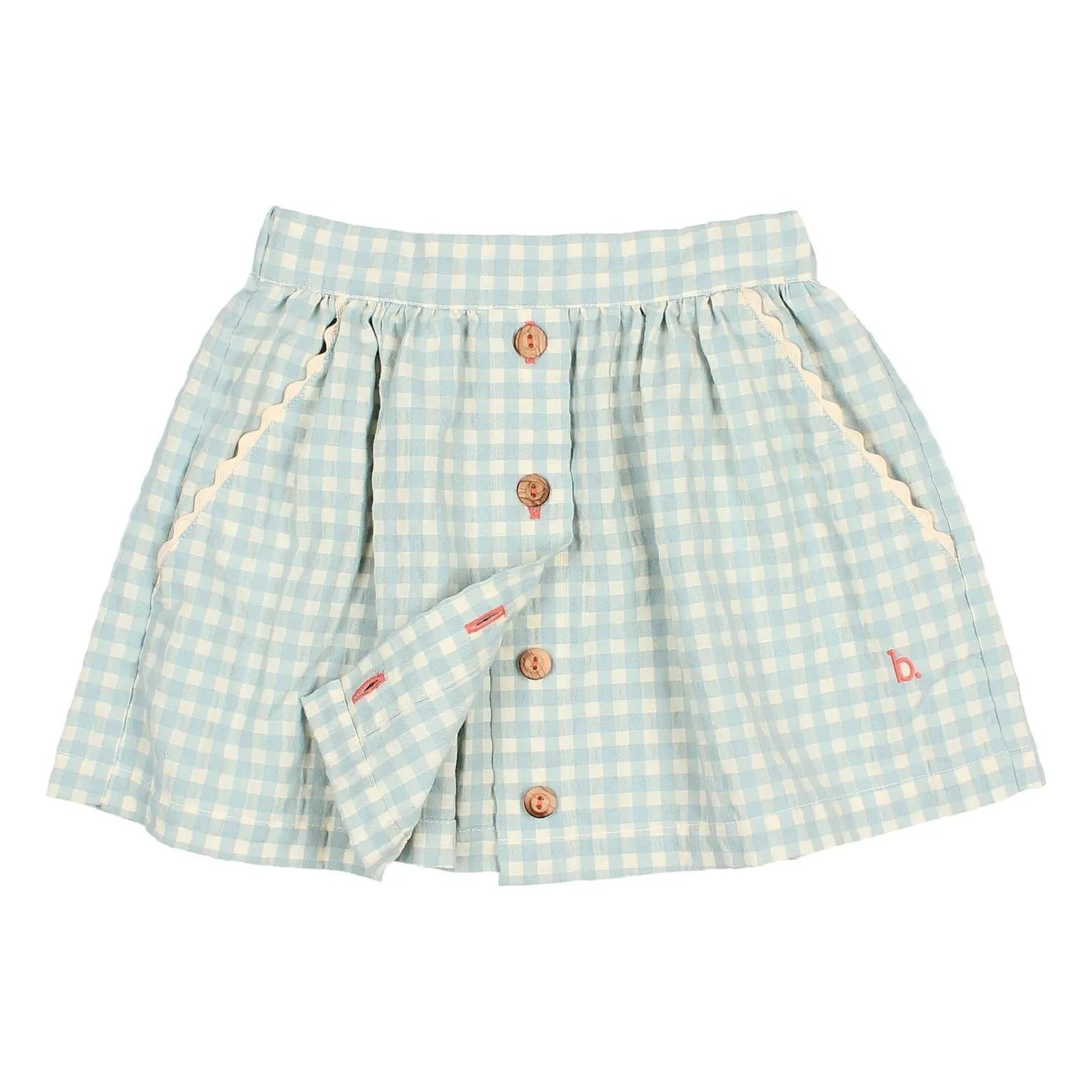 Búho - Gingham Seersucker skirt | Aqua