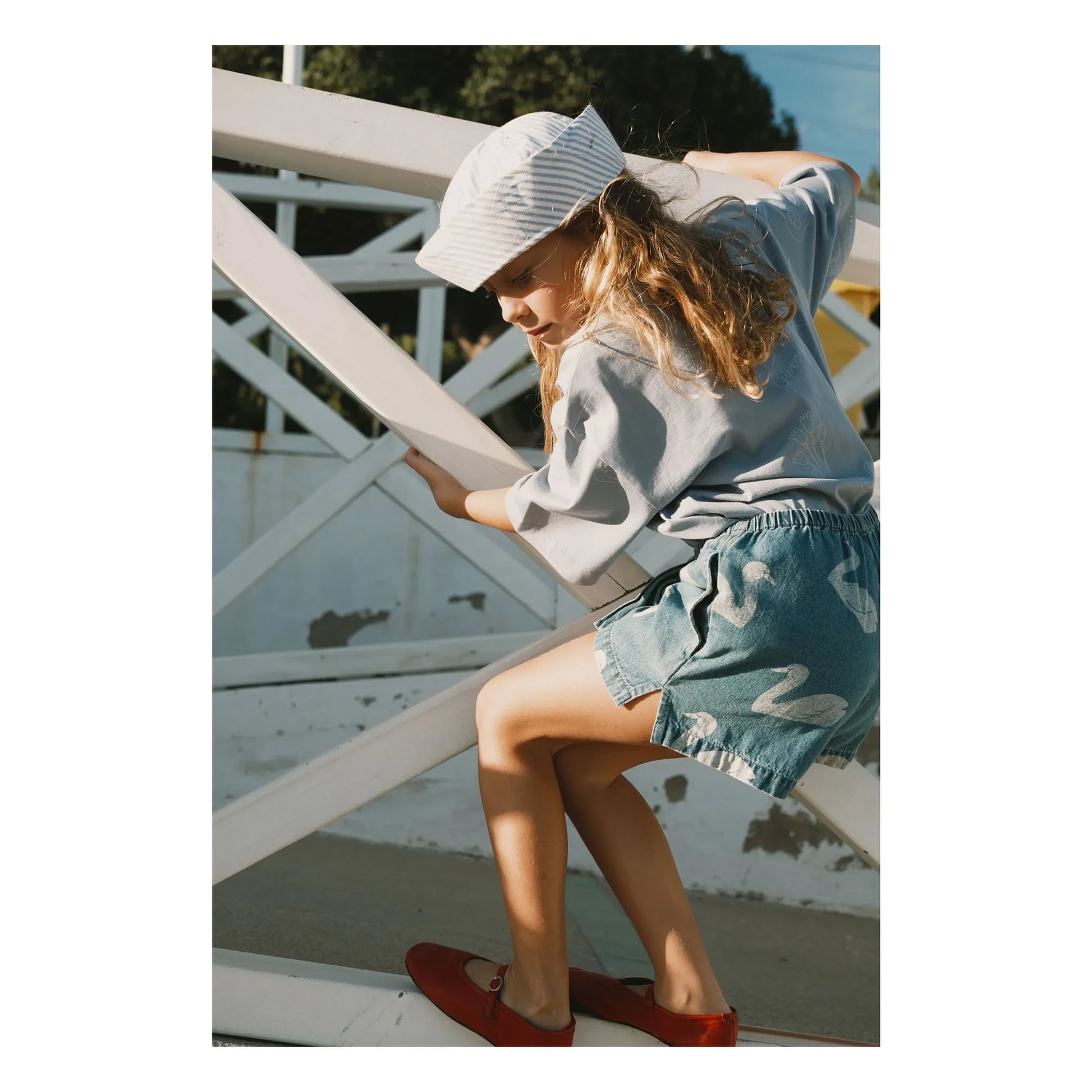 Tinycottons - Denim Short Swans | Blue
