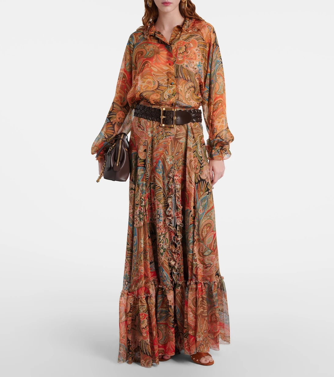 Etro - Printed ruffled silk shirt