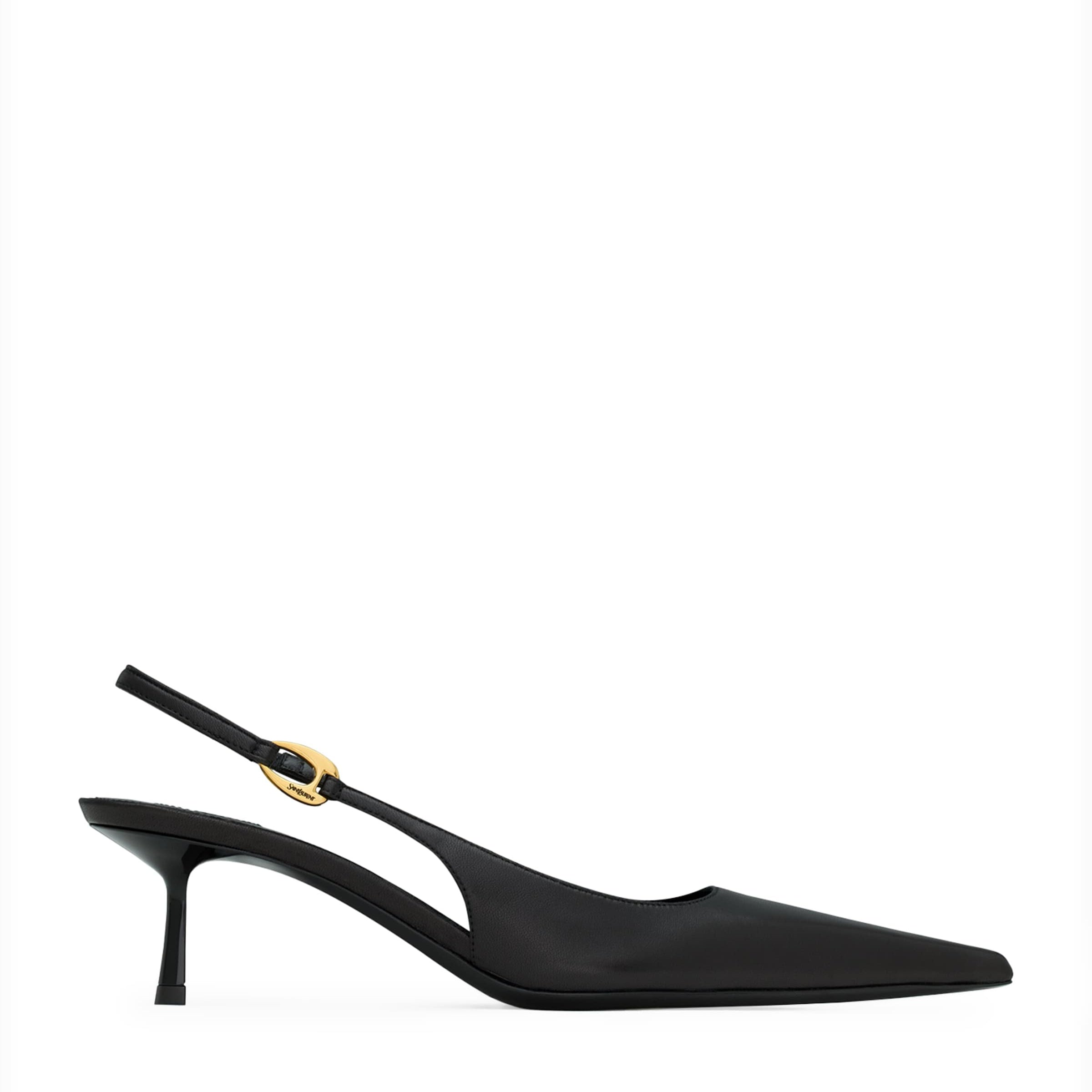 Saint Laurent Black Leather Vendome Slingbacks 50