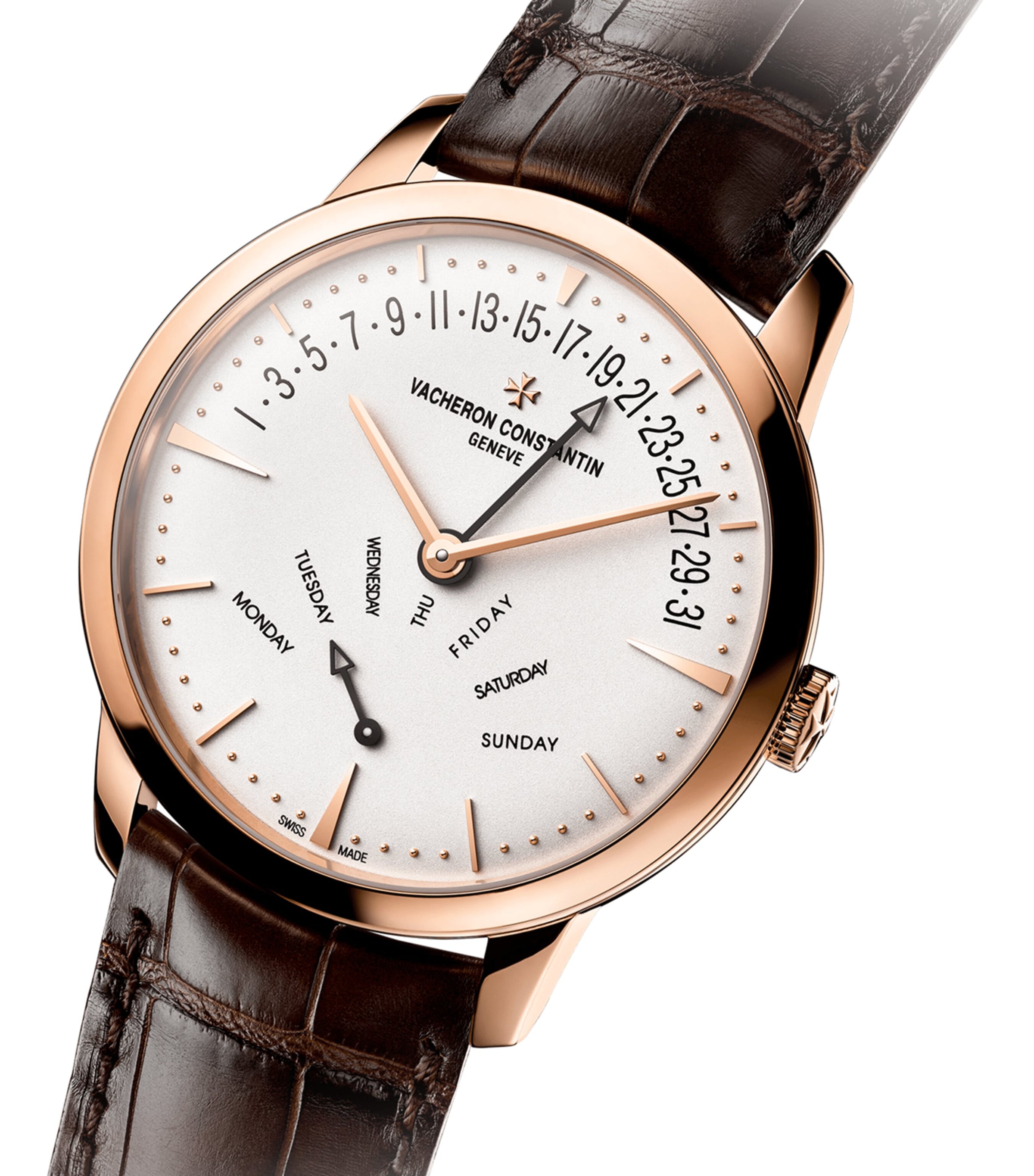 Rose Gold Patrimony Retrograde Day-Date Watch 42.5mm