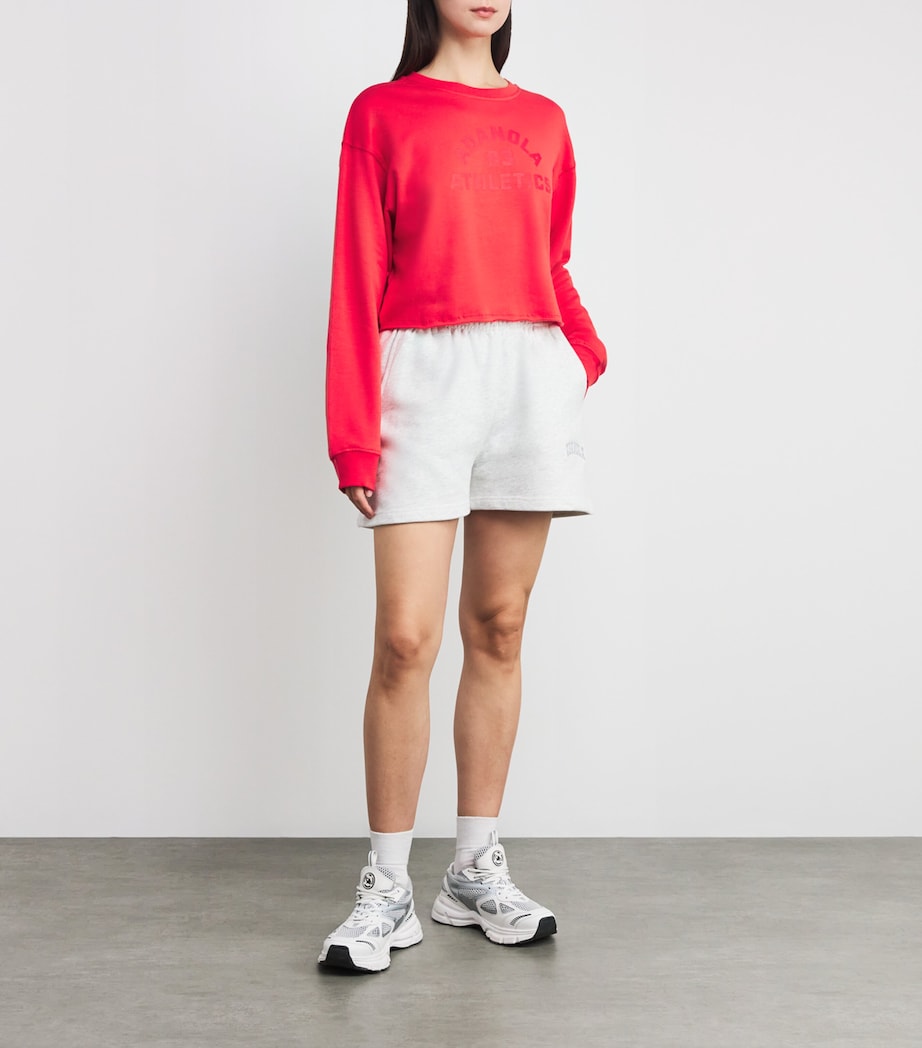 Adanola Red Cropped Raw-Hem Sweatshirt