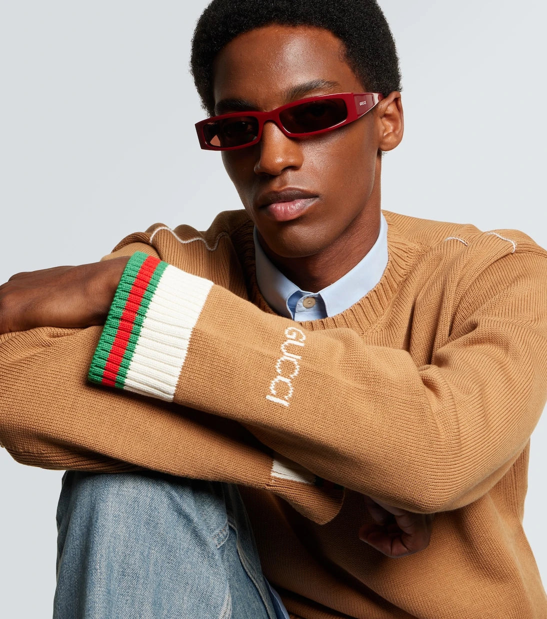 Gucci - نظارة شمسية مستطيلة بشعار