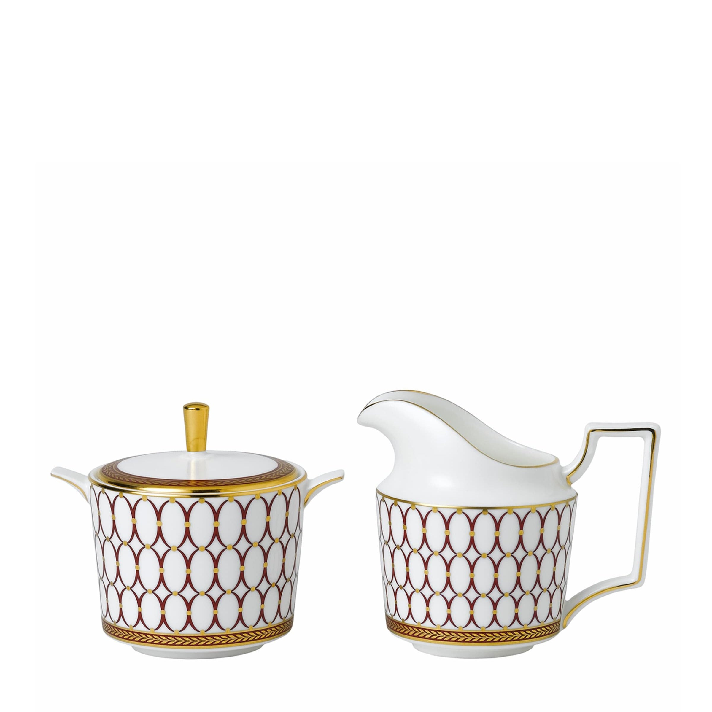 Renaissance Red Sugar Bowl and Creamer