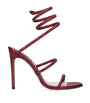 René Caovilla Burgundy Satin Embellished Cleo Heeled Sandals 105