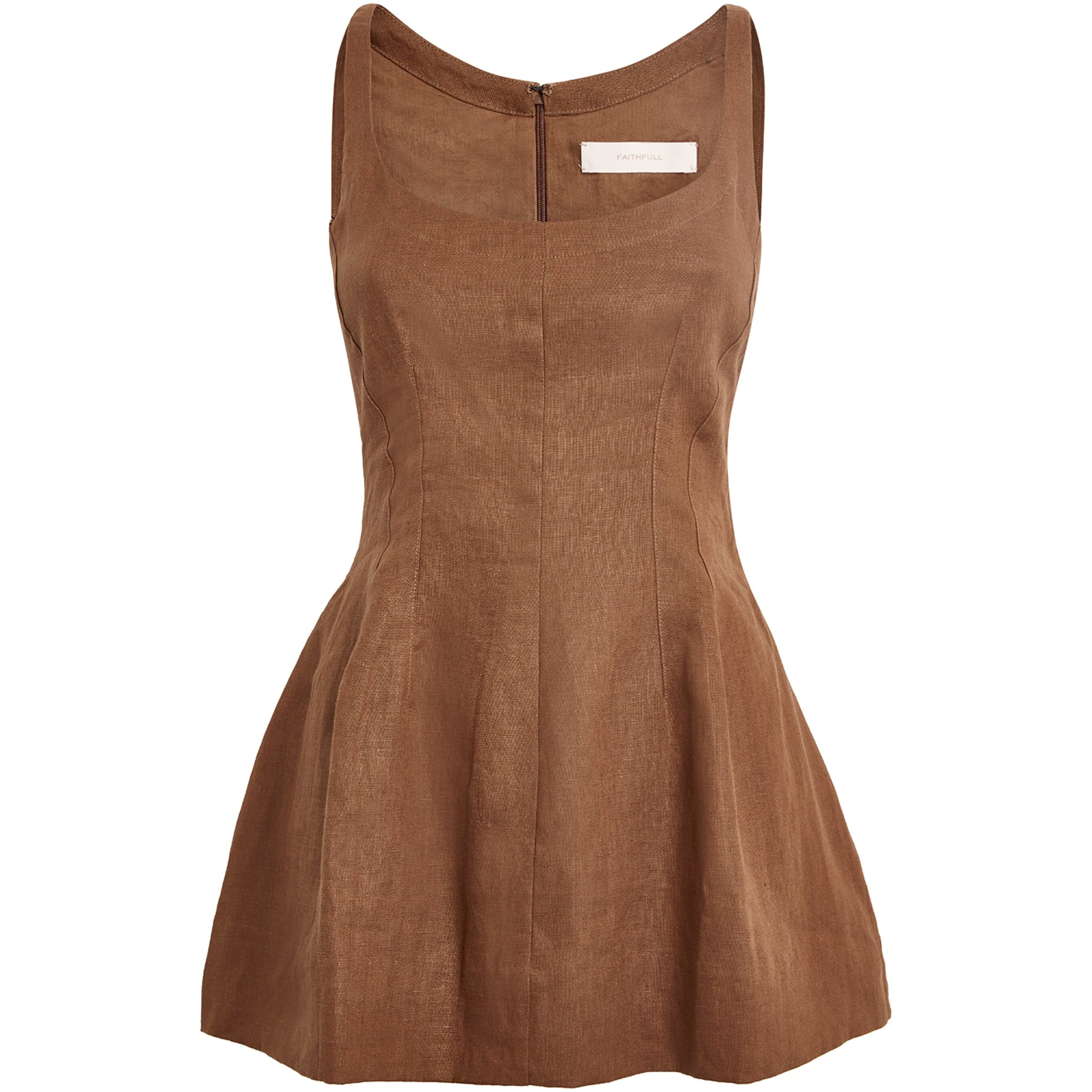 Faithfull the Brand Brown Linen Sleeveless Peplum Top