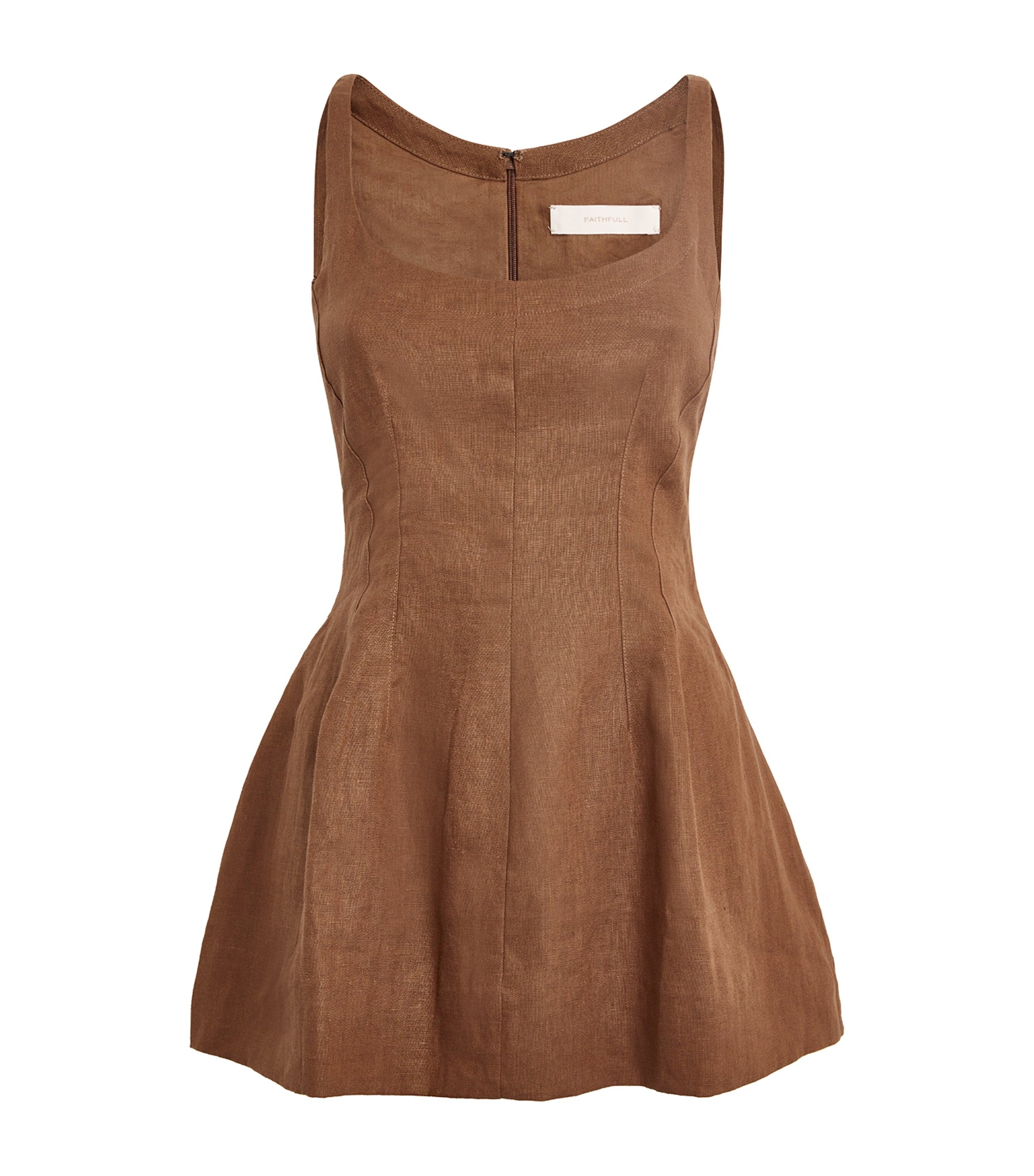 Faithfull the Brand Brown Linen Sleeveless Peplum Top