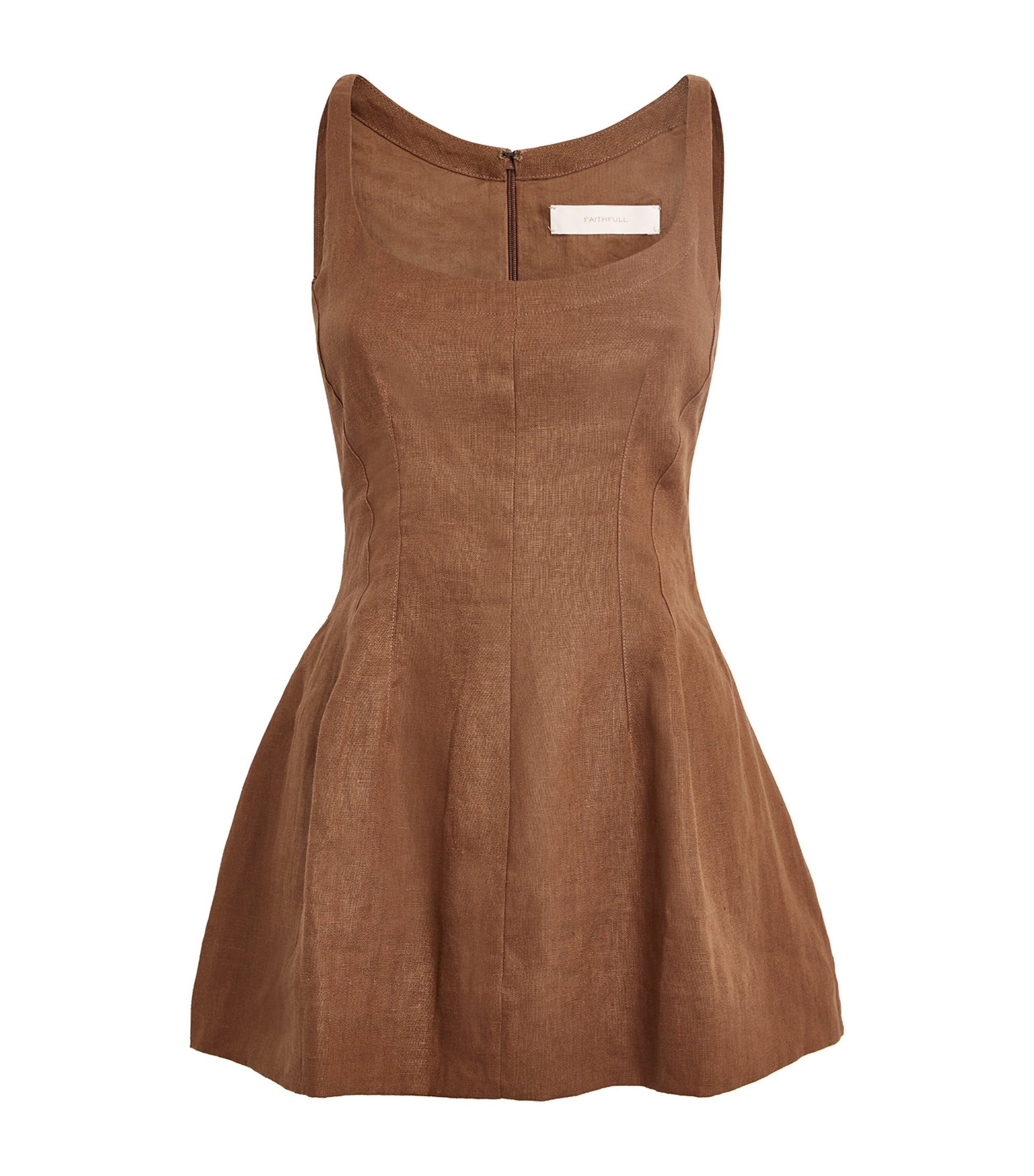 Faithfull the Brand Brown Linen Sleeveless Peplum Top