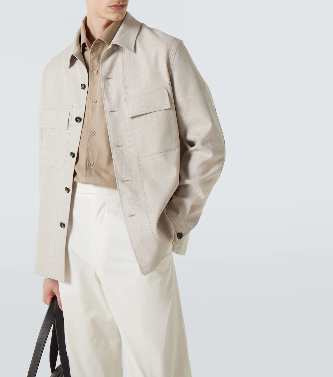 Zegna - قميص علوي من مزيج الكتان والصوف والحرير
