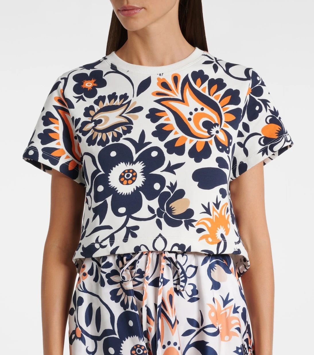 La DoubleJ - La Scala feather-trimmed cotton top