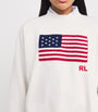 Cotton American Flag Sweatshirt WHITE