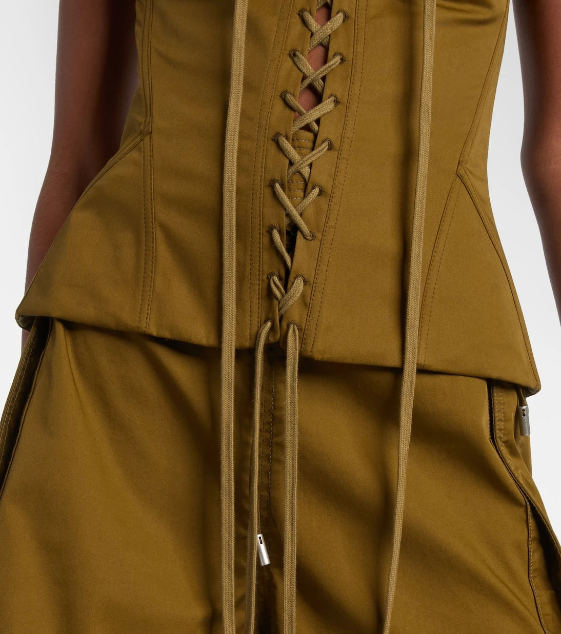 McQueen - Cutout lace-up cotton corset top