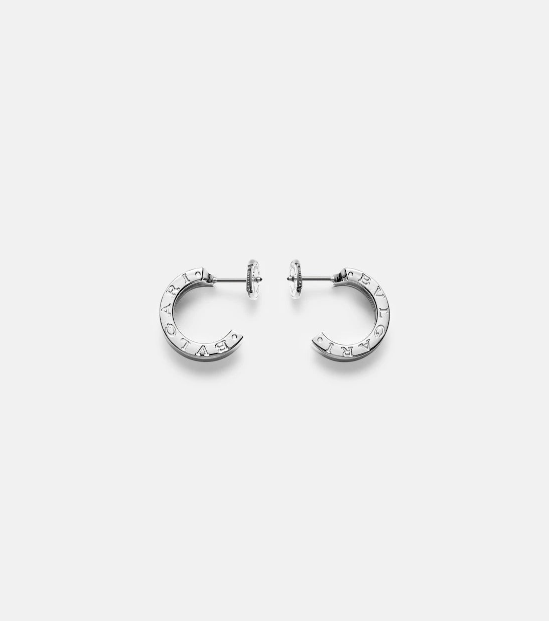 Bvlgari - أقراط B.zero1 دائرية من الذهب الأبيض عيار 18 قيراطًا مرصّعة بالألماس