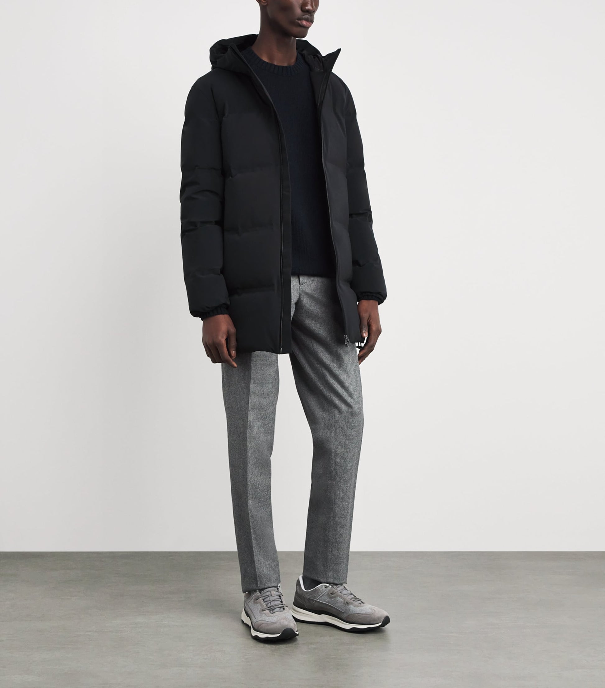 Black Down Hybrid Puffer Coat