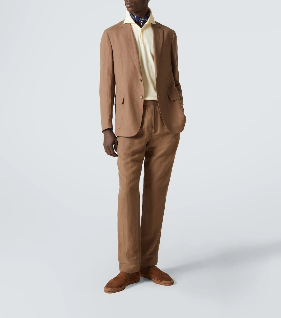 Ralph Lauren Purple Label - بليزر حرير وكتان بصدر واحد