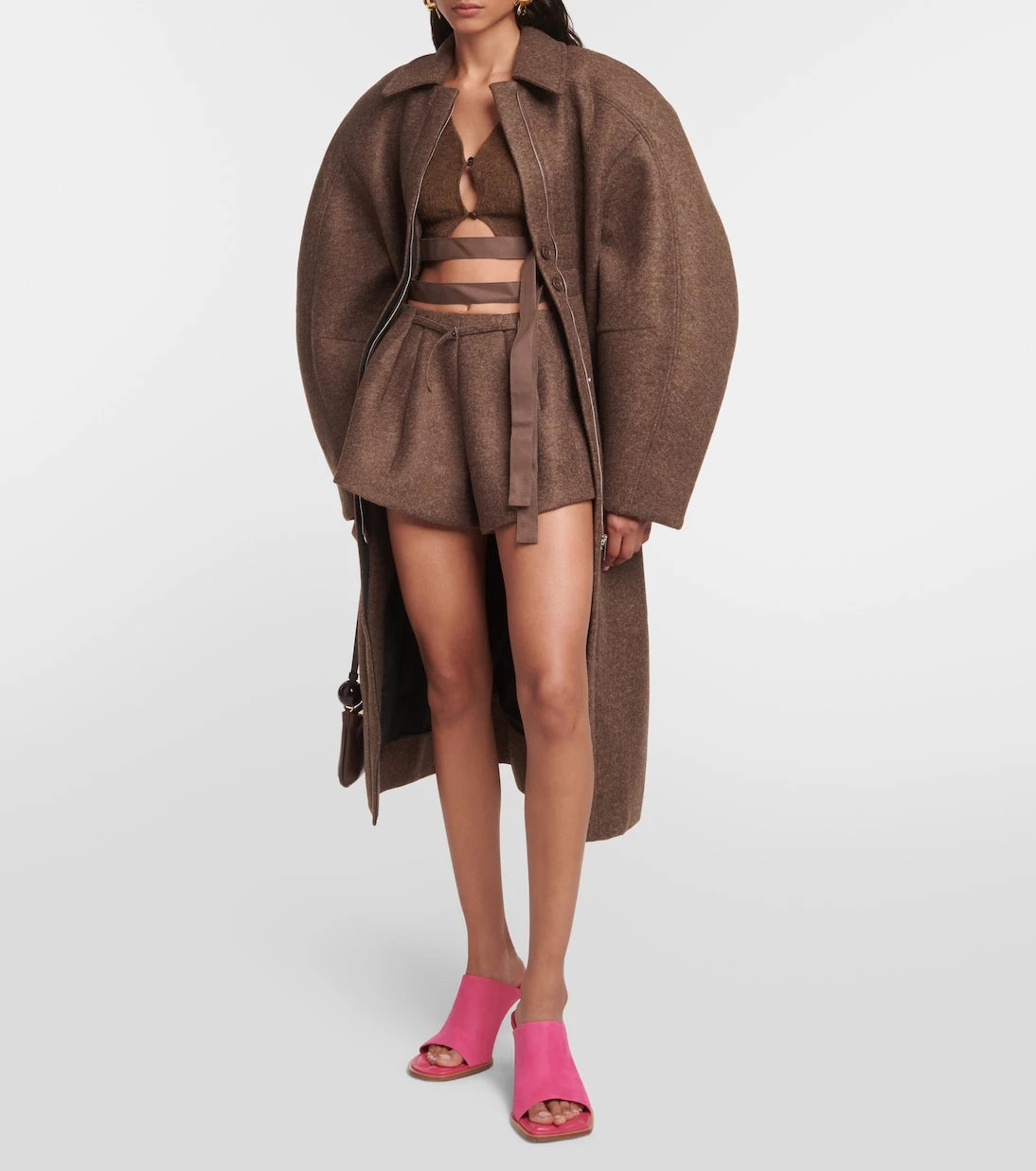 Jacquemus - Les Mules Rond Carré asimetrik süet terlik