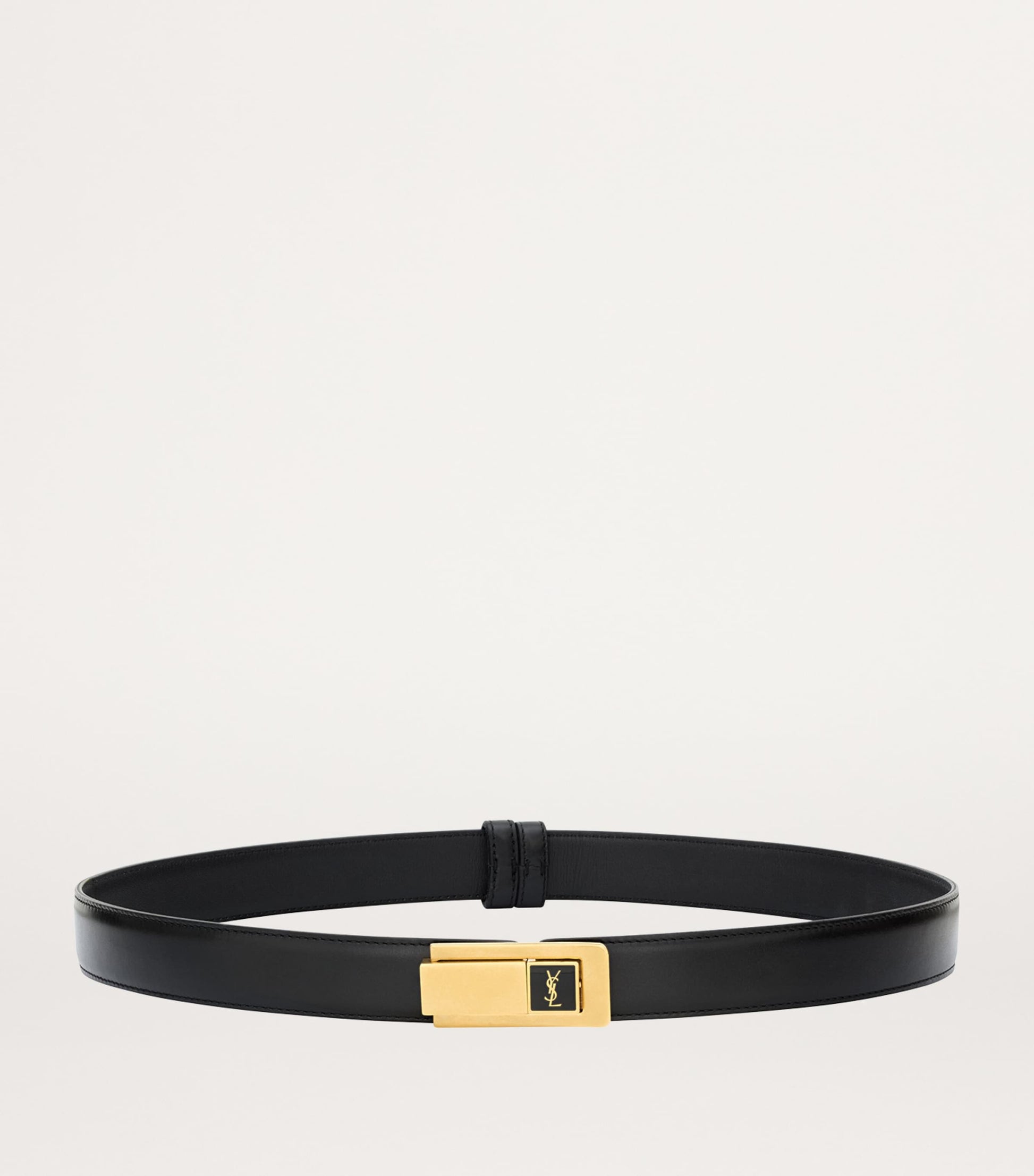 Black Leather Charniere Belt